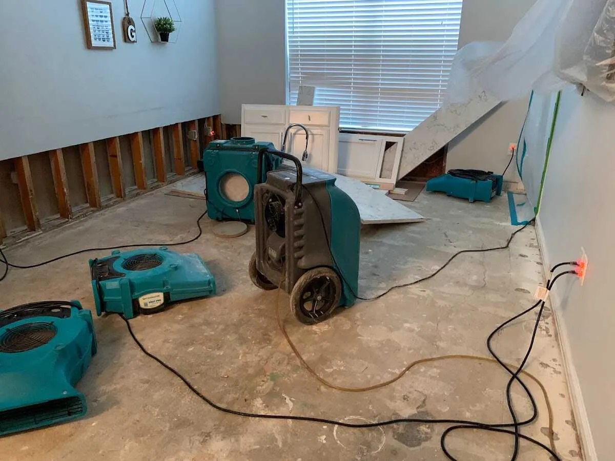 Dehumidifier in flood-cut room for Water Damage Restoration in Knoxville