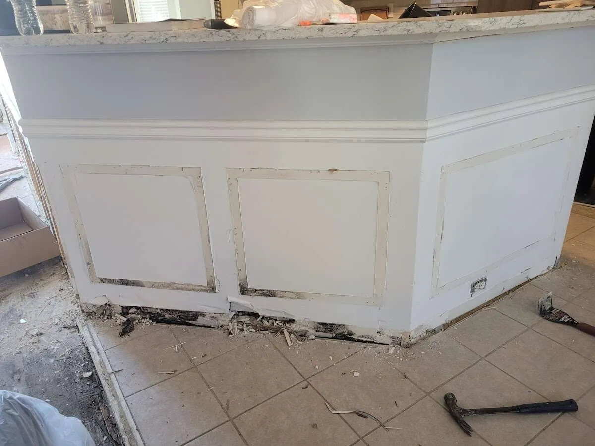 Water damage and mold on kitchen during Storm Damage Restoration in Knoxville